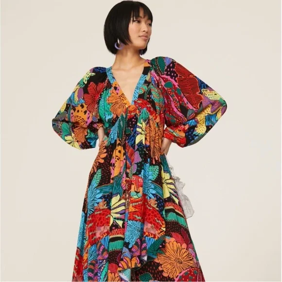 FARM Rio Black Cool Leopards Maxi Dress Large NWT - Picture 3 of 16